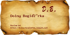 Dolny Boglárka névjegykártya